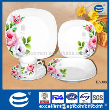 nice fresh color flower painting normal white 5pcs square turkish ceramic tray with tea set in sale